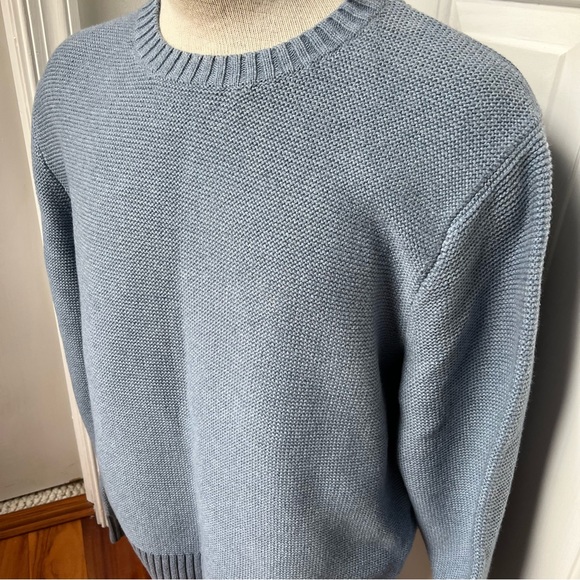J.Crew Organic 100% Cotton Crewneck Sweater Garter Stitch Slate Blue Heather - Picture 5 of 5